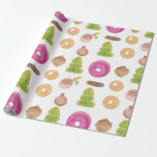 Papel De Regalo Dulces Fantasías de Donas y Éclairs Acuarela