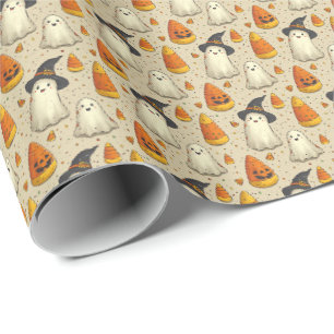 Papel De Regalo Dulces fantasmas de Halloween