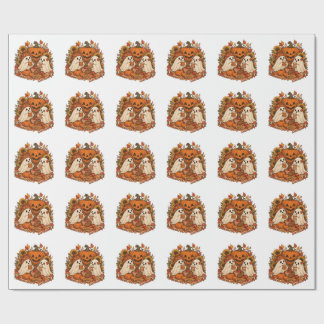Papel De Regalo Dulces Fantasmas de Halloween Calabaza Otoño Pícni