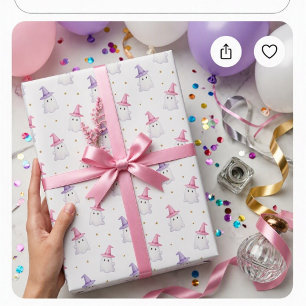 Papel De Regalo Dulces fantasmas de Halloween y sombreros de bruja