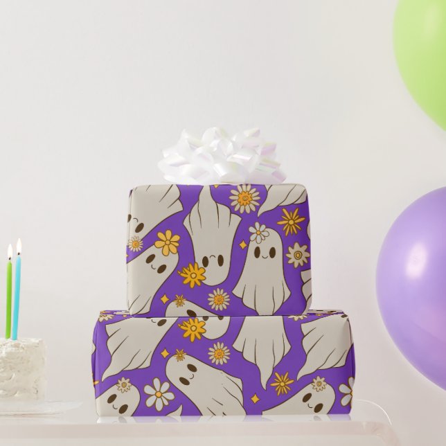 Papel De Regalo Dulces Fantasmas Halloween  (Regalos de fiesta)