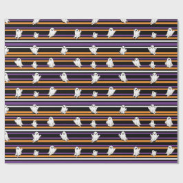 Papel De Regalo Dulces Fantasmas Rayas Negras Naranjas y Moradas