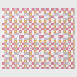 Papel De Regalo Dulces Fantasmas Rosa Naranja Blanco Halloween