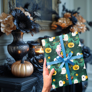 Papel De Regalo Dulces fantasmas y calabazas de Halloween