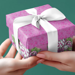 Papel De Regalo Dulces Navidades morados y rosados de la cabaña