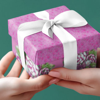 Papel De Regalo Dulces Navidades morados y rosados de la cabaña