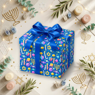 Papel De Regalo Dulces Navideños Azules Festivos de Janucá