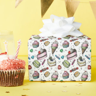 Papel De Regalo Dulces Retro - Blanco