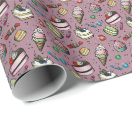 Papel De Regalo Dulces Retro - Rosa