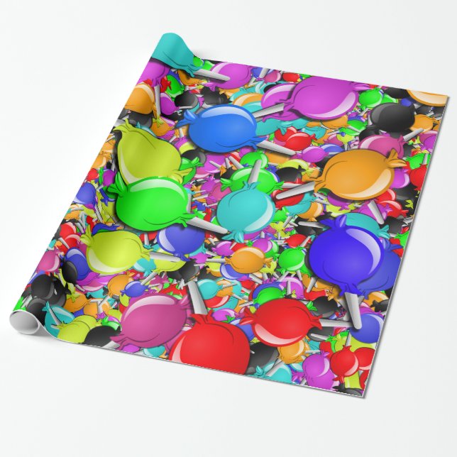Papel De Regalo Dulces Suckers De Candy (Desenrollado)