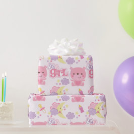 Papel De Regalo Dulces sueños rosa es una nube y luna Chica