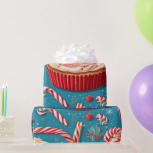Papel De Regalo Dulces y Canelones de Azúcar Teal Cumpleaños Navid