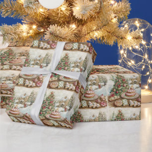 Papel De Regalo Dulces y galletas de Navidad, árbol de Navidad