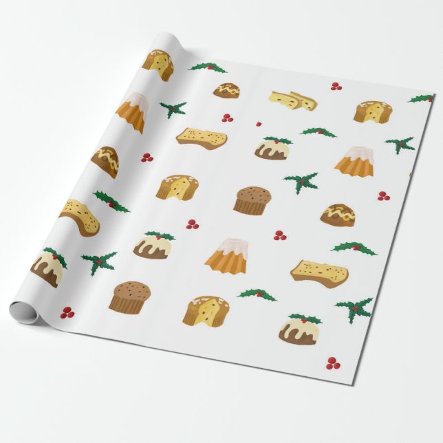 Papel De Regalo Dulces y muérdago del navidad (Desenrollado)