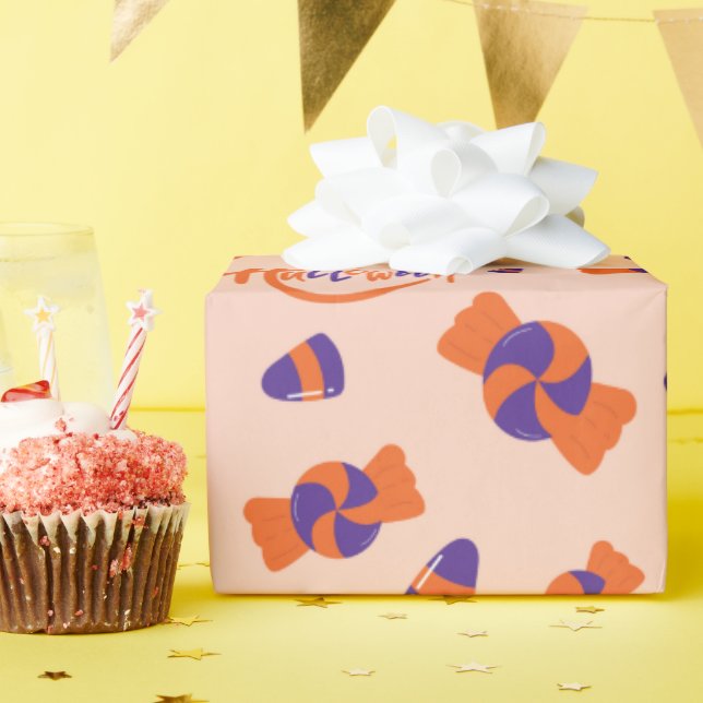 Papel De Regalo Dulces y Tratamientos de Halloween de diseño sin p (Fiesta de cumpleaños )
