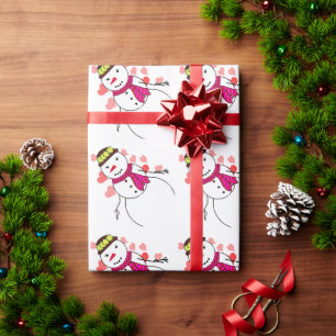 Papel De Regalo Dulcito Muñeco de Nieve Amor Navidad