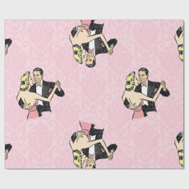 Papel De Regalo dúo de baile vintage de pareja de baile damasco ro