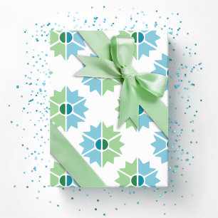 Papel De Regalo Duo Starburst en Verde y Aqua