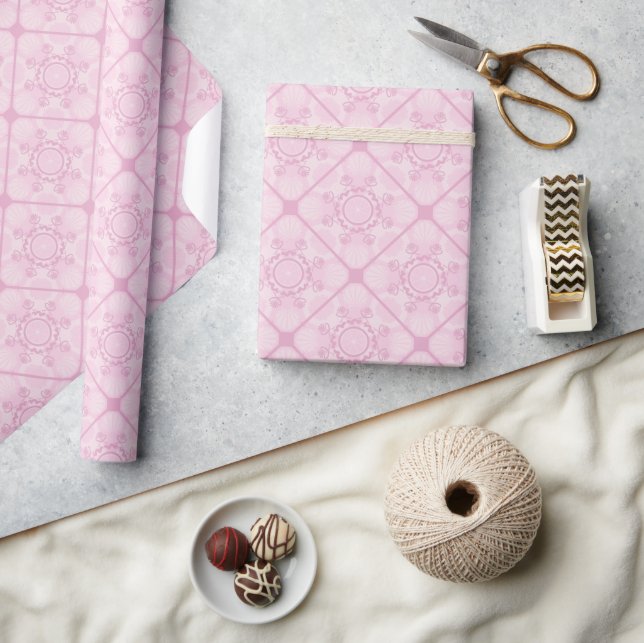 Papel De Regalo Dusky Rosa Preppy En Mosaico De Diamante Rosa (Artesanía)