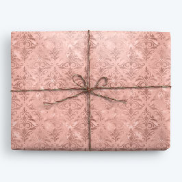 Papel De Regalo Dusty rosa elegante Damasco victoriano