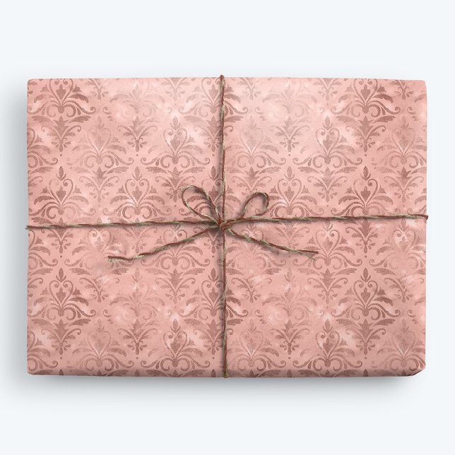 Papel De Regalo Dusty rosa elegante Damasco victoriano (Subido por el creador)
