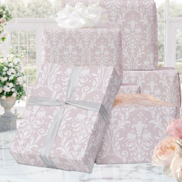 Papel De Regalo Dusty Rosa White Damask Elegante Boda