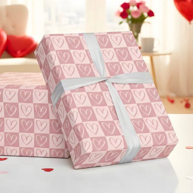 Papel De Regalo Dusty Rose Minimal Hearts Valentine Gift (Subido por el creador)