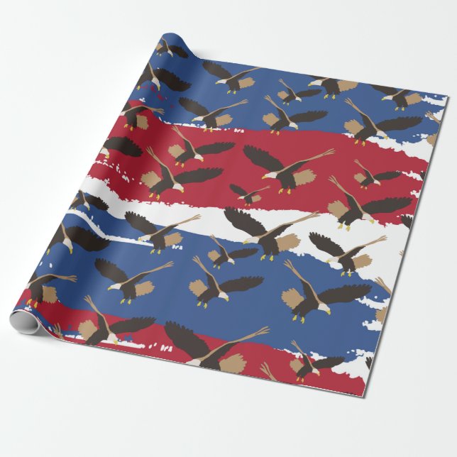 Papel De Regalo Eagle Bird USA Bandera Patriótica Americana (Desenrollado)