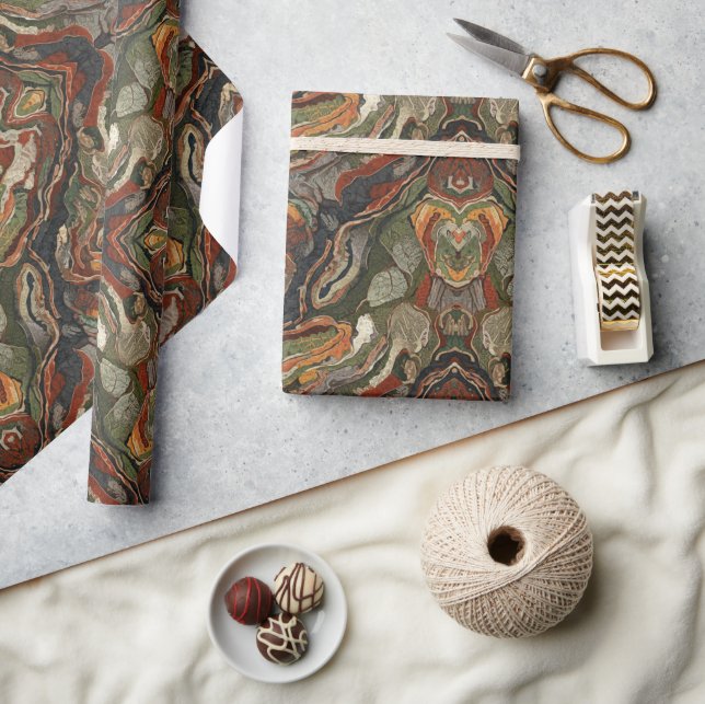 Papel De Regalo Earth Tone Marble Swirl (Artesanía)