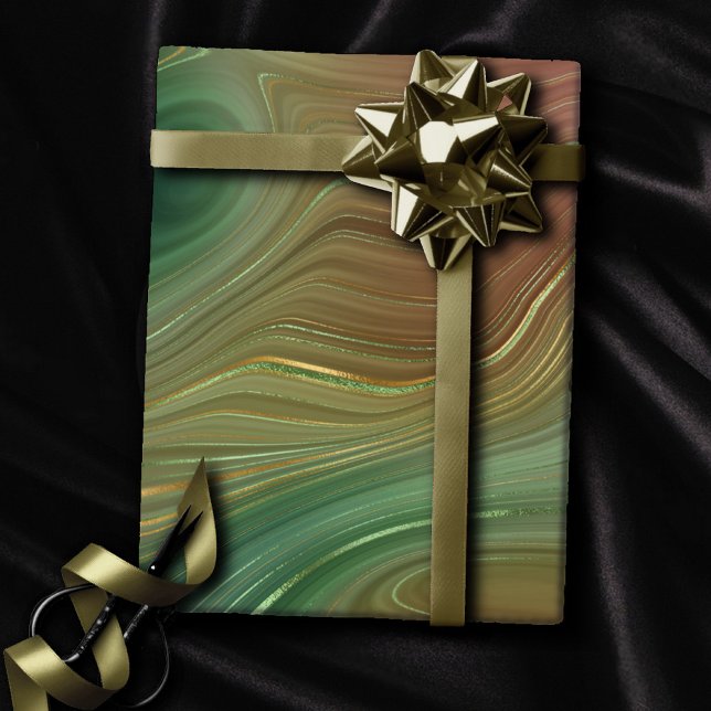 Papel De Regalo Earthy Emerald Strata | Agentes de tinta verde y d (Subido por el creador)