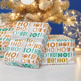 Papel De Regalo Earthy Green Naranja y Gold Navidades HO! ¡Oh! ¡Oh