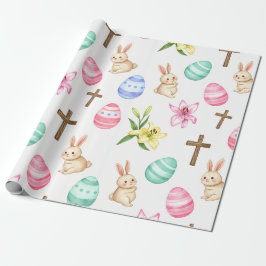 Papel De Regalo Easter Blessings – Seamless Bunny & Cross Pattern