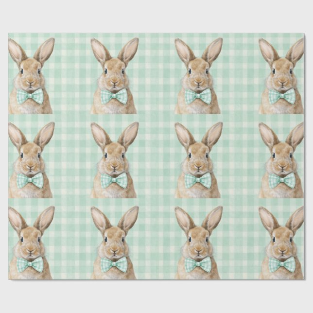 Papel De Regalo Easter Bunny Plaid Pattern Wrapping Paper (Superficie plana)