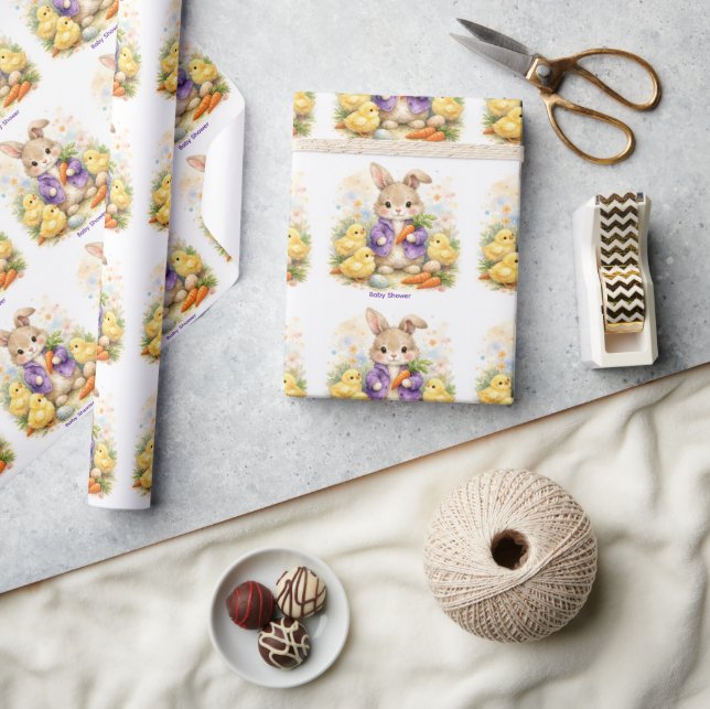 Papel De Regalo Easter Bunny Purple Jacket Baby Shower (Artesanía)