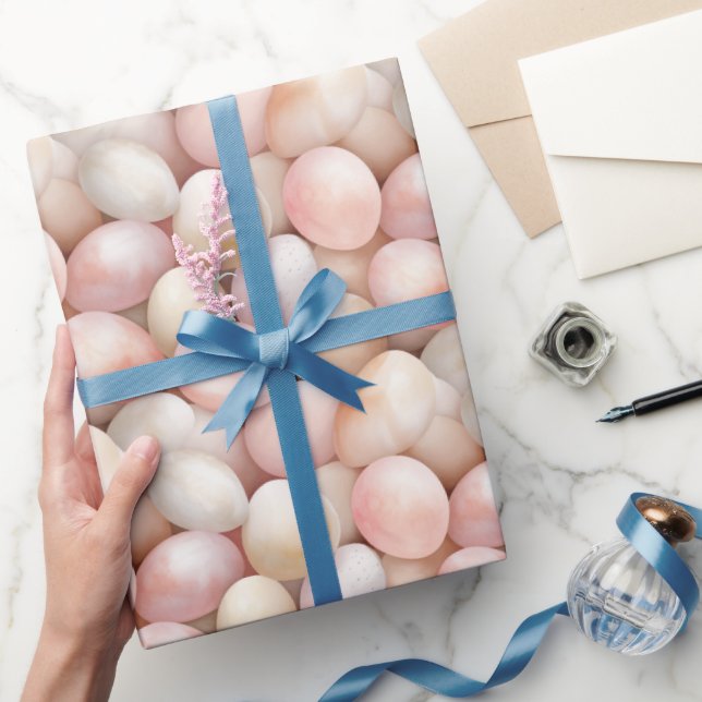 Papel De Regalo Easter Peach Pink Eggs   (Regalar)