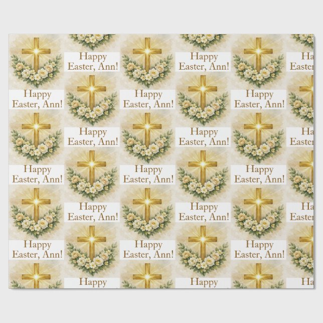 Papel De Regalo Easter Personalized Christian Cross Wrapping Paper (Superficie plana)