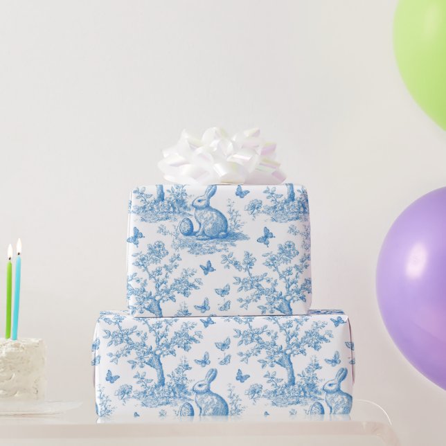 Papel De Regalo Easter-rabbit-toile-de-jouy pattern (Regalos de fiesta)