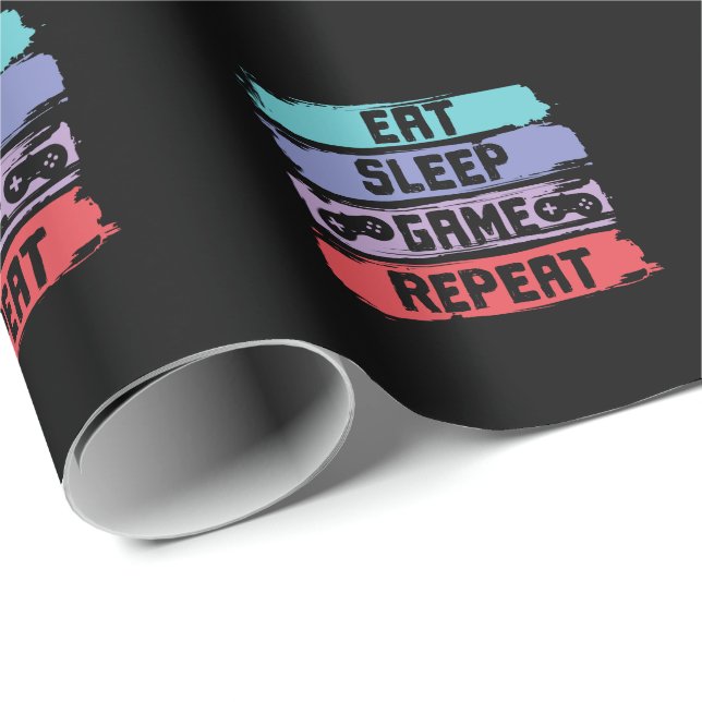 Papel De Regalo Eat Sleep Game Repeat Controller (Esquina del rollo)