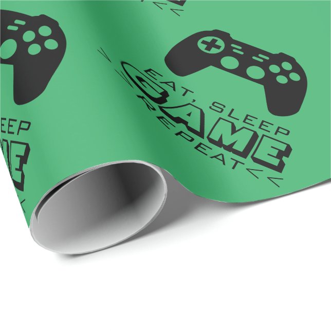Papel De Regalo Eat Sleep Game Repetir Navidades divertidos y cump (Esquina del rollo)
