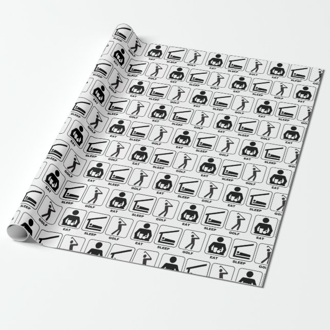 Papel De Regalo Eat Sleep Golf (Desenrollado)