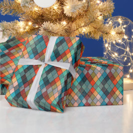 Papel De Regalo Ecléctica Multi-Hue Argyle Gift Wrap