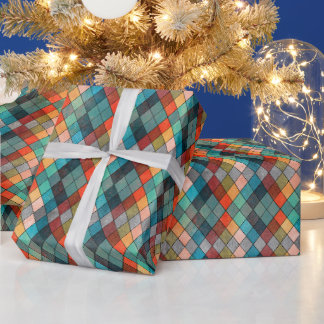 Papel De Regalo Ecléctica Multi-Hue Argyle Gift Wrap