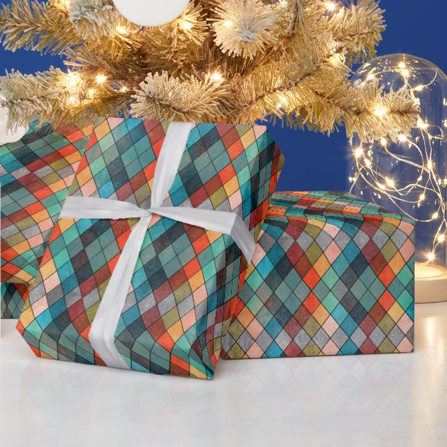 Papel De Regalo Ecléctica Multi-Hue Argyle Gift Wrap (Vacaciones)