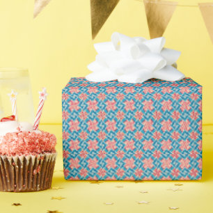 Papel De Regalo Ecléctico Boho Rojo Turquesa