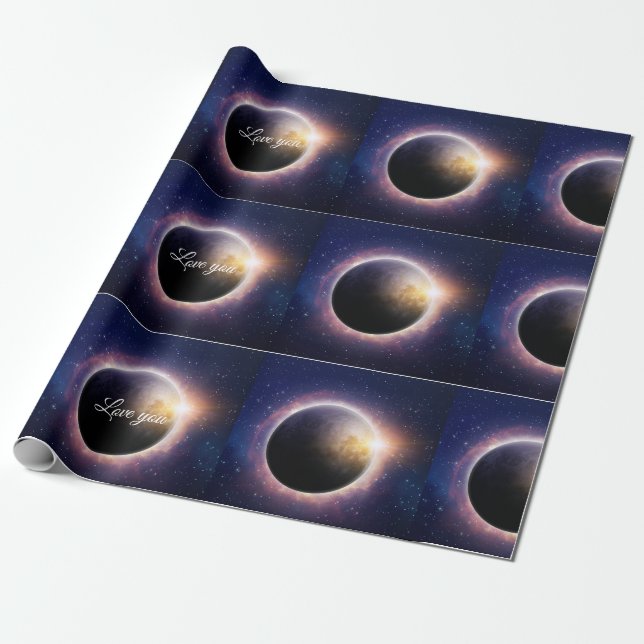 Papel De Regalo eclipse solar blanco realista (Desenrollado)