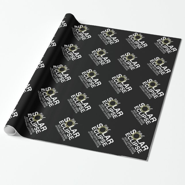 Papel De Regalo Eclipse Total de Sol - fecha y ubicación personali (Desenrollado)