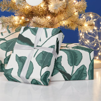 Papel De Regalo Ecos de Hoja - Patrón Tropical de Hoja de Plátano 