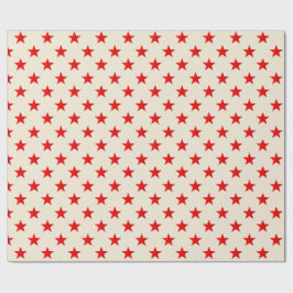 Papel De Regalo Ecru Bright Red Stars