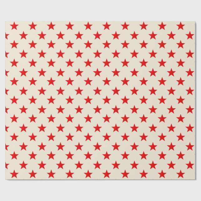 Papel De Regalo Ecru Bright Red Stars (Superficie plana)