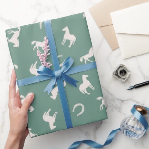 Papel de regalo ecuestre de caballo y herradura